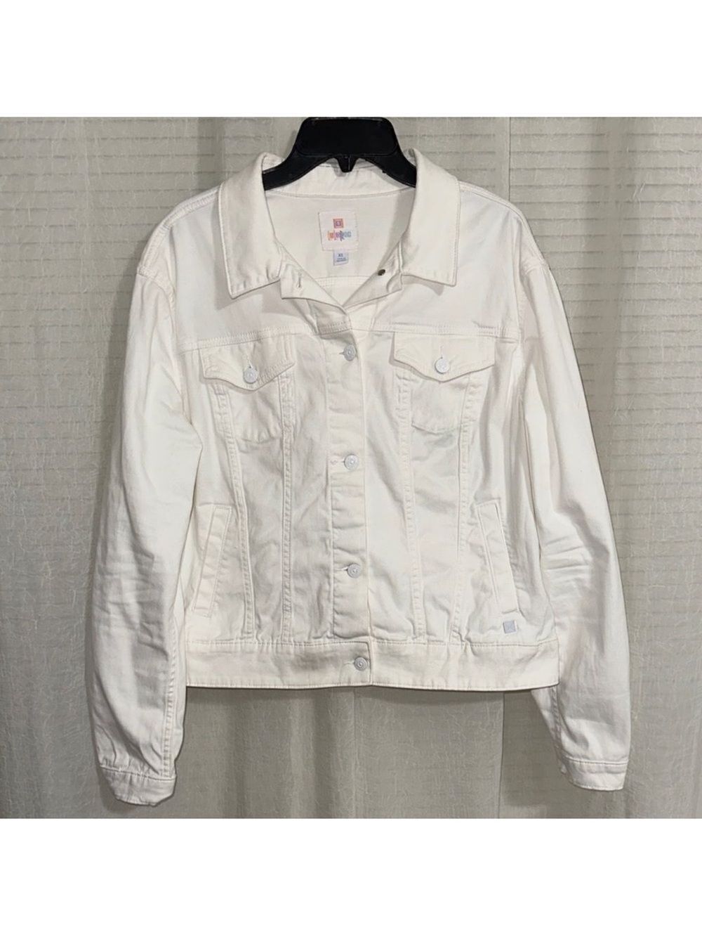 LuLaRoe XL White Cotton Stretch Denim Style Button Front Classic Jacket